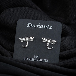Tiny Dragonfly Stud Earrings, Sterling Silver Push Back Dragonfly Earrings, Insects Bugs Nature Inspired, Birthday Gift for Her, Earring Set