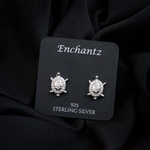 Tiny Sea Turtle Sterling Silver Stud Earrings Push Back for Women, Beach Jewelry, Trendy Best Friend Gift