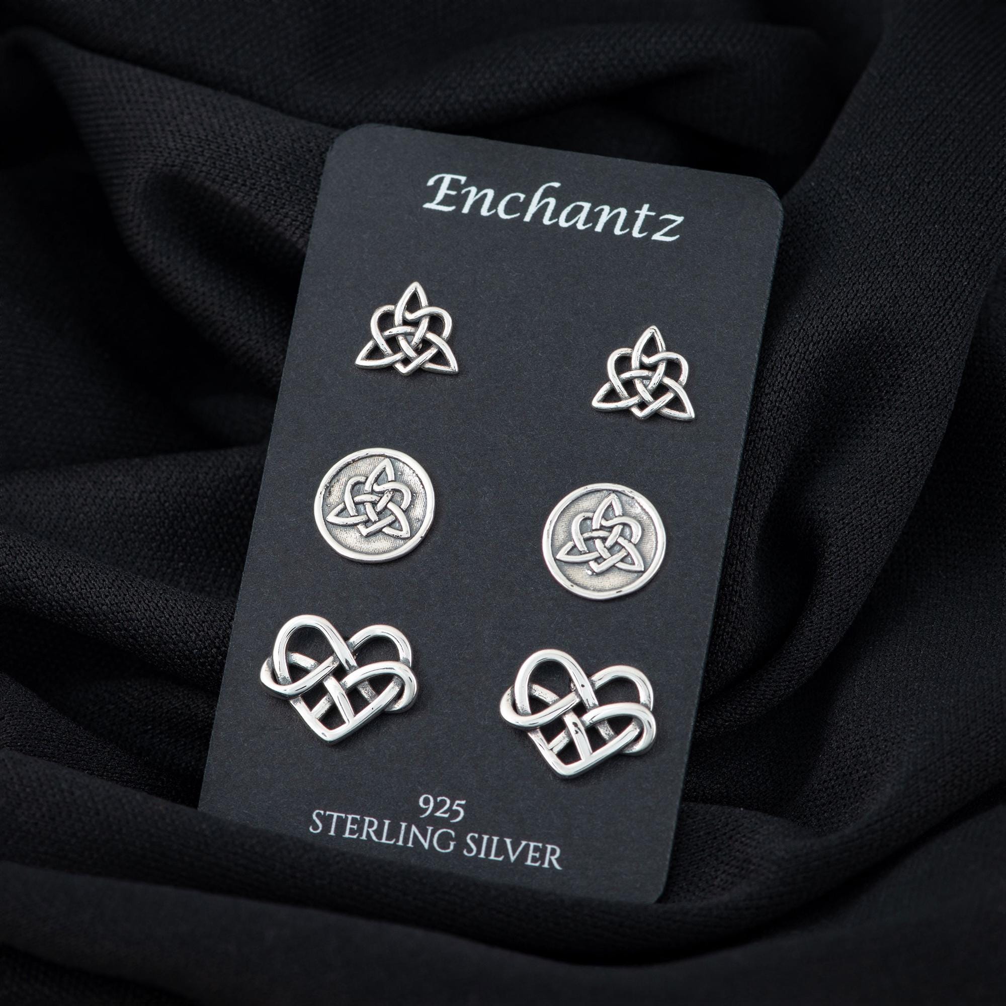 Celtic Heart Silver Earrings - Celtic Knot Earring Stud, 925 Sterling Silver Stud Earrings, Trinity Endless Knot Earring Gift, Stud Earrings