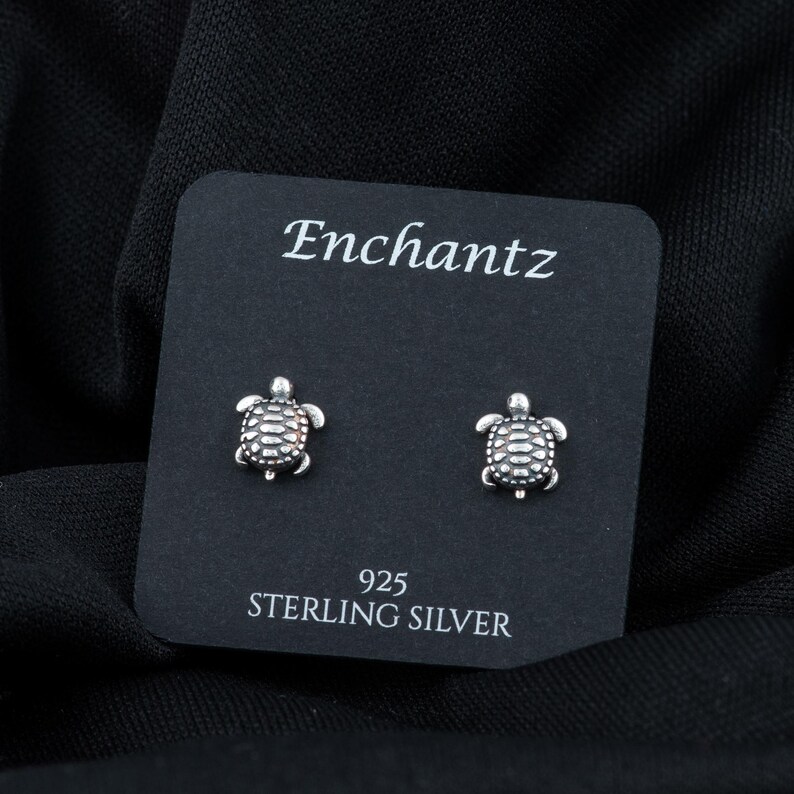 Tiny Sea Turtle Silver Earrings Studs, Cute 925 Sterling Silver Stud ...