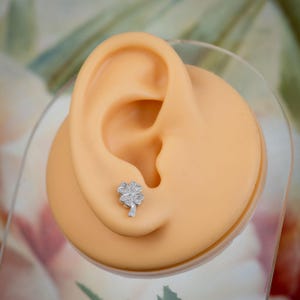 Silver Clover Stud Earrings, Sterling Silver Earrings Push Back Earrings for Girls Women, Shamrock Silver Earrings, St Patrick Gift for Her