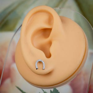 Silver Horseshoe Stud Earrings, 925 Sterling Silver Horseshoe Earrings, Lucky Horseshoe Earrings, Western Country Theme Silver Stud Earring