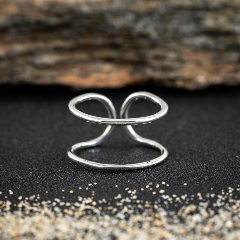 Minimalist Plain Sterling Silver 925 Toe Ring for Her, Double Layer ...