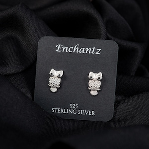 Tiny Owl Silver Stud Earrings, Push Back Owl Earrings for Girls, Kids, Women, Bird Earrings, Cute Animal Jewelry, Birthday Gift for Her