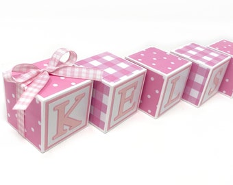 Baby Name Blocks, Girl Nursery Decor, Pink Nursery, Baby Shower Gift