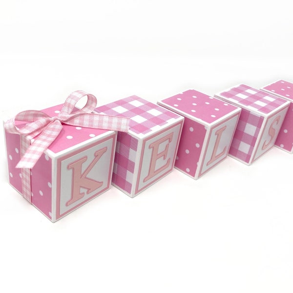 Baby Name Blocks, Girl Nursery Decor, Pink Nursery, Baby Shower Gift