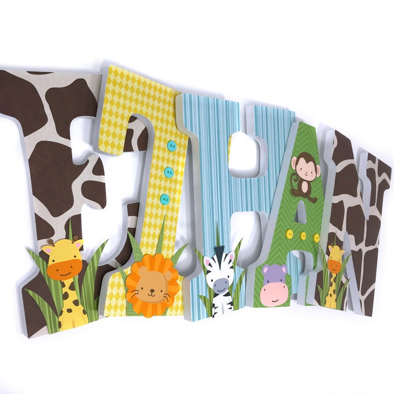 Safari Nursery Decor Wooden Letters Nursery Wall Letters Etsy