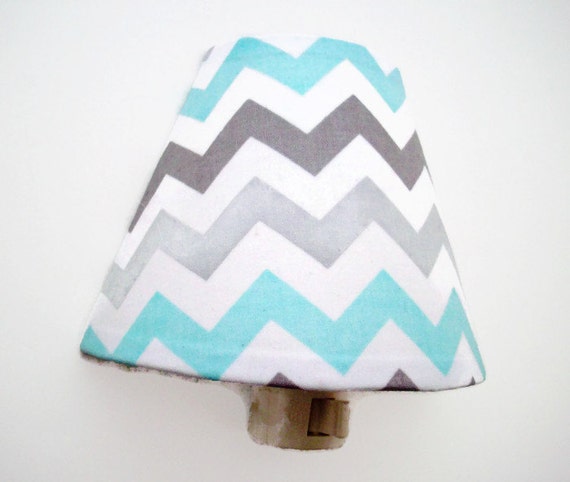 Chevron Night Light Aqua Grey Nursery Nightlight Boys Nursery Decor Girls Aqua Grey Bedroom
