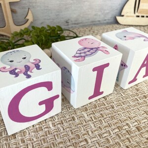 Girl Ocean Nursery, Baby Name Blocks, Under The Sea, Girl Nursery Decor, Baby Shower Gifts
