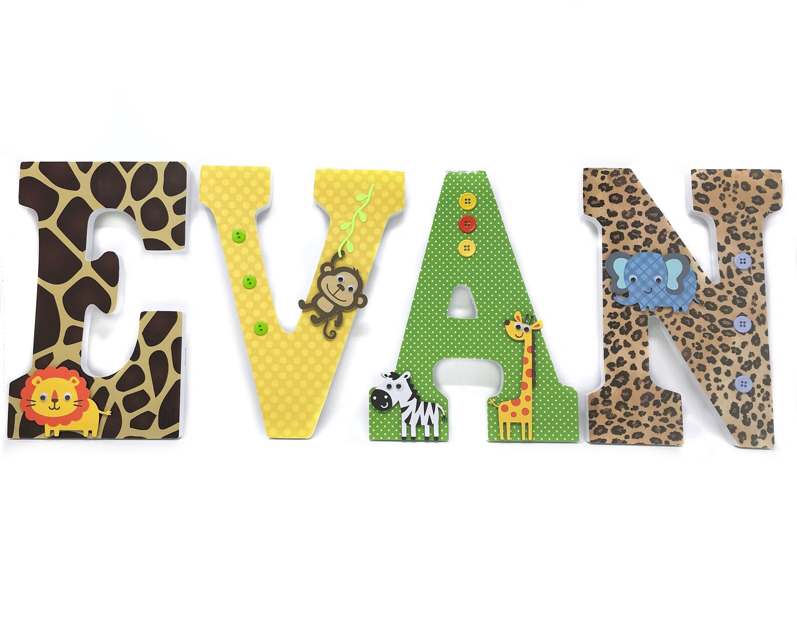 Safari Nursery Wooden Letters Jungle Animals Nursery Decor Etsy
