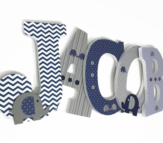 Wooden Letters for Nursery Elephant Decor Boy Nursery Decor Personalized Baby Gifts