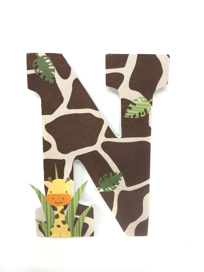 Safari Nursery Decor Wood Letters Animal Print Letters Etsy