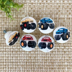 Monster Truck Decor, Wood Drawer Pulls, Boys Room Decor, Toddler Gift