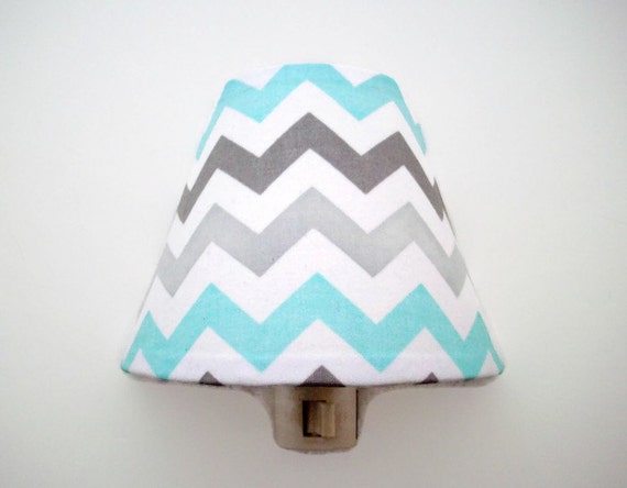 Chevron Night Light Aqua Grey Nursery Nightlight Boys Nursery Decor Girls Aqua Grey Bedroom