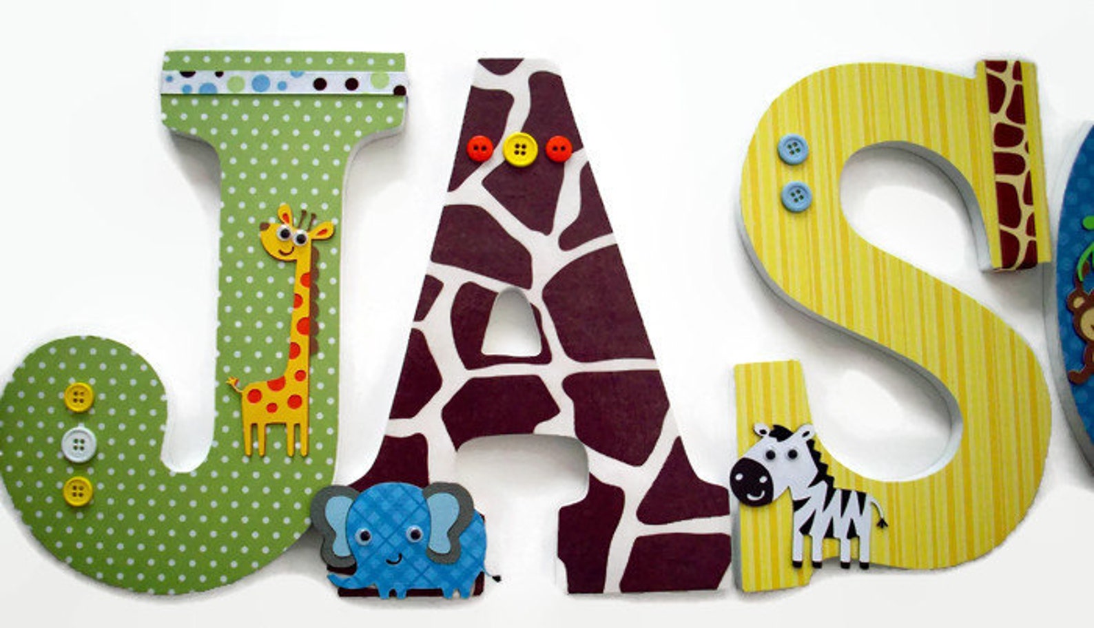 Safari Nursery Wooden Letters Jungle Animals Nursery Decor Etsy