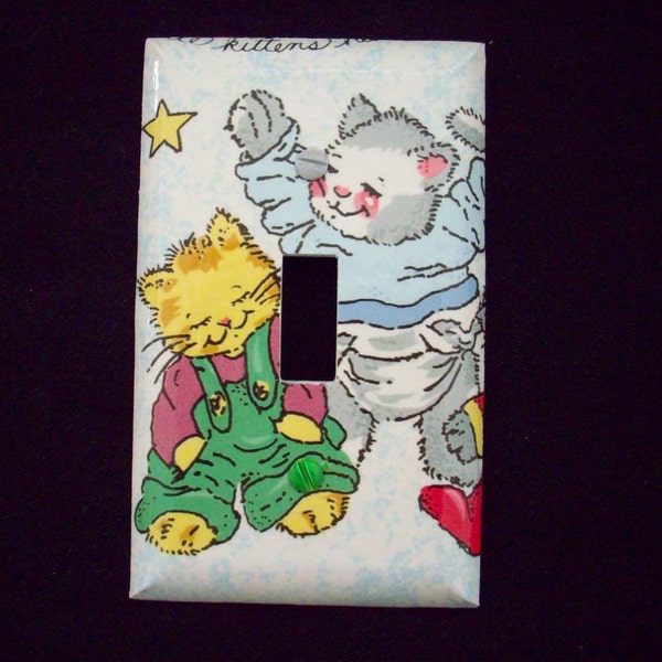 Single Light Switch Plate Cover Little Kittens Nursery Rhyme Theme