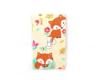 Fox Nursery Decor, Light Switch Cover, Woodland Animals, Girl Nursery Decor, Baby Shower Gift