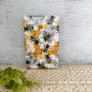 Honey Bee Decor, Light Switch Cover, Honeycomb, Bee Nursery Decor, Baby Shower Gifts