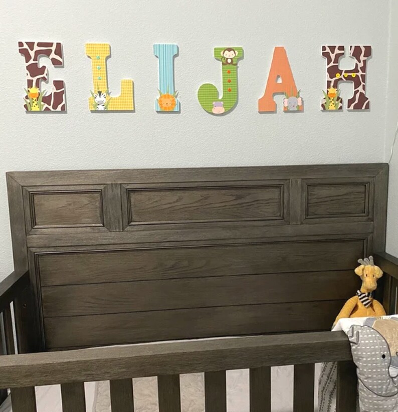 Safari Nursery Decor Wooden Letters Nursery Wall Letters Etsy