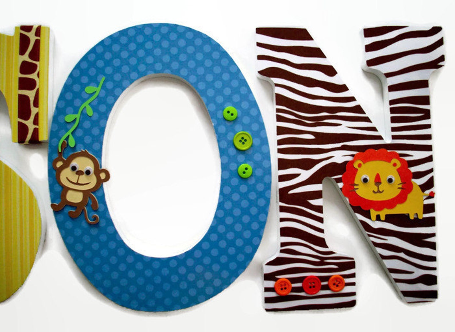 Safari Nursery Wooden Letters Jungle Animals Nursery Decor Etsy