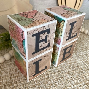 World Map Nursery, Wood Blocks, Travel Nursery Decor, Baby Shower Gift