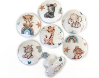 Wood Drawer Pulls, Safari Nursery Decor, Rainbow Baby, Baby Boy Nursery, Baby Shower Gifts