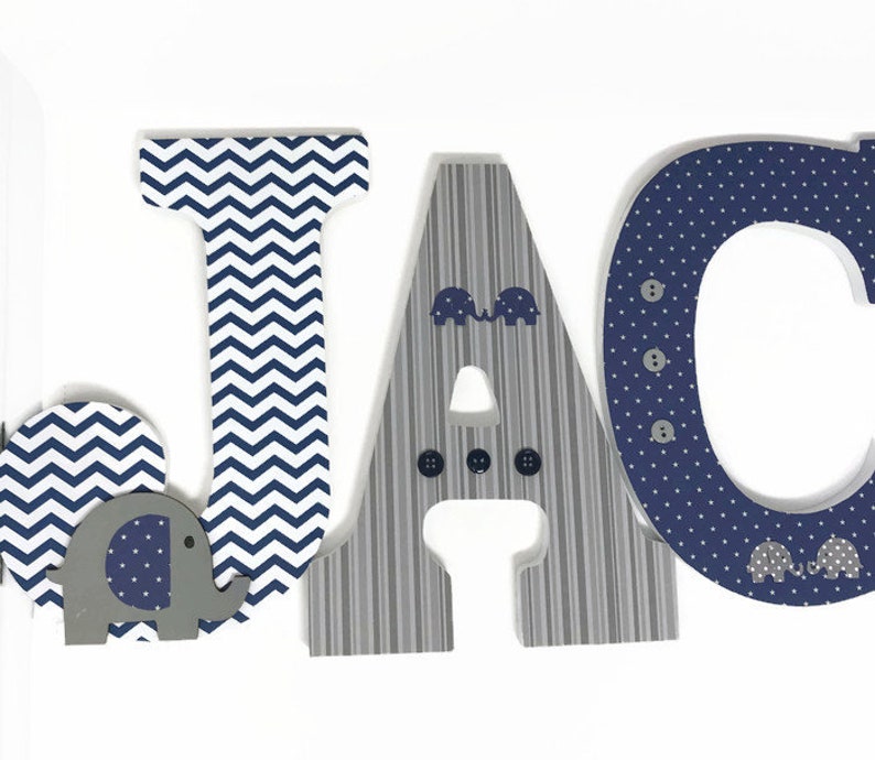 Elephant Nursery Decor Wooden Letters Nursery Letters Boy Etsy