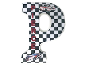 Race Car Wall Decor, Wooden Letters, Auto Racing, Boys Bedroom, Nephew Gift