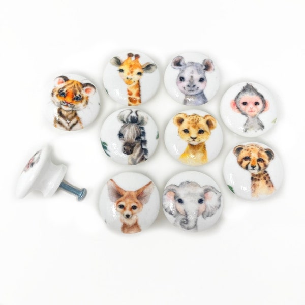 Animal Drawer Knobs, Safari Nursery Decor, Jungle Animals, Gender Neutral, Baby Shower Gifts