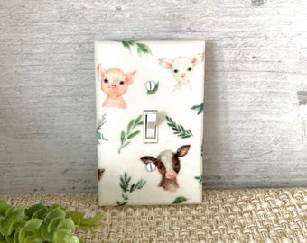 Farm Animals Light Switch Cover: Neutral Nursery Decor