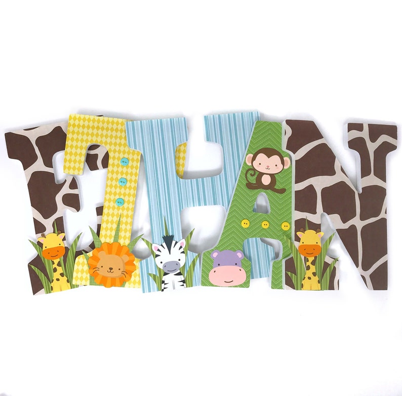 Safari Nursery Decor Wooden Letters Nursery Wall Letters Etsy
