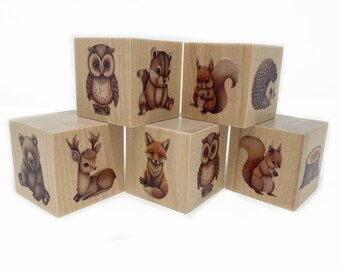 Rustic Woodland Nursery Decor, Wood Baby Blocks, Woodland Animals, Boy Nursery Decor, Baby Shower Gift