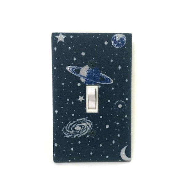 Outer Space Decor, Switch Plate Covers, Space Themed Nursery, Moon and Stars, Gift for Son