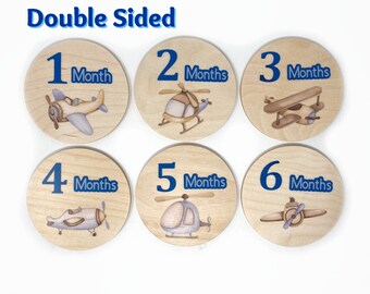 Wood Milestone Cards, Airplane Nursery, Baby Monthly Milestone, Baby Photo Prop, Baby Shower Gifts