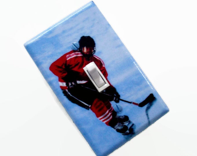 Hockey Light Switch Cover Hockey Player Switch Plate Cover Etsy