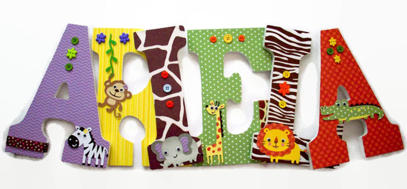 Safari Nursery Wooden Letters Jungle Animals Nursery Decor Etsy