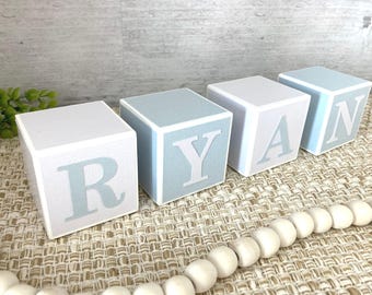 Wooden Baby Name Blocks: Boy Nursery Decor