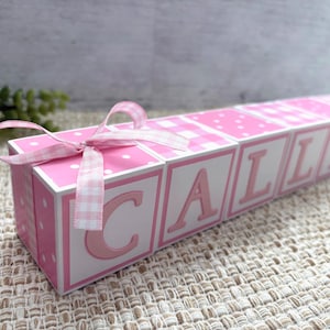 Baby Shower Blocks, Baby Girl Nursery, Wood Blocks, Pink Nursery, Baby Shower Gifts