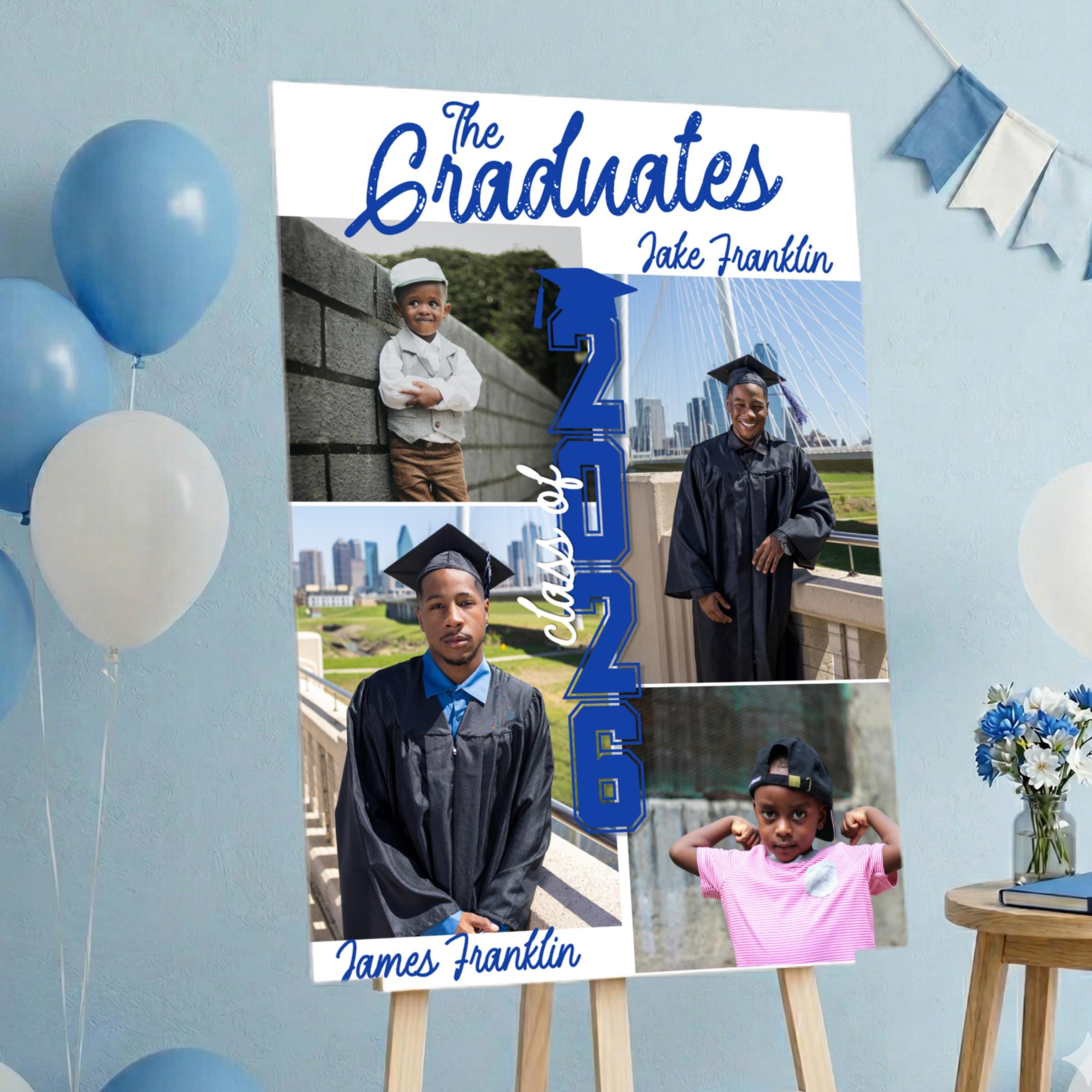 Graduation Photo Both Sign Two Graduates Graduation Party Sign Template, Dual Grad Photo Collage ...