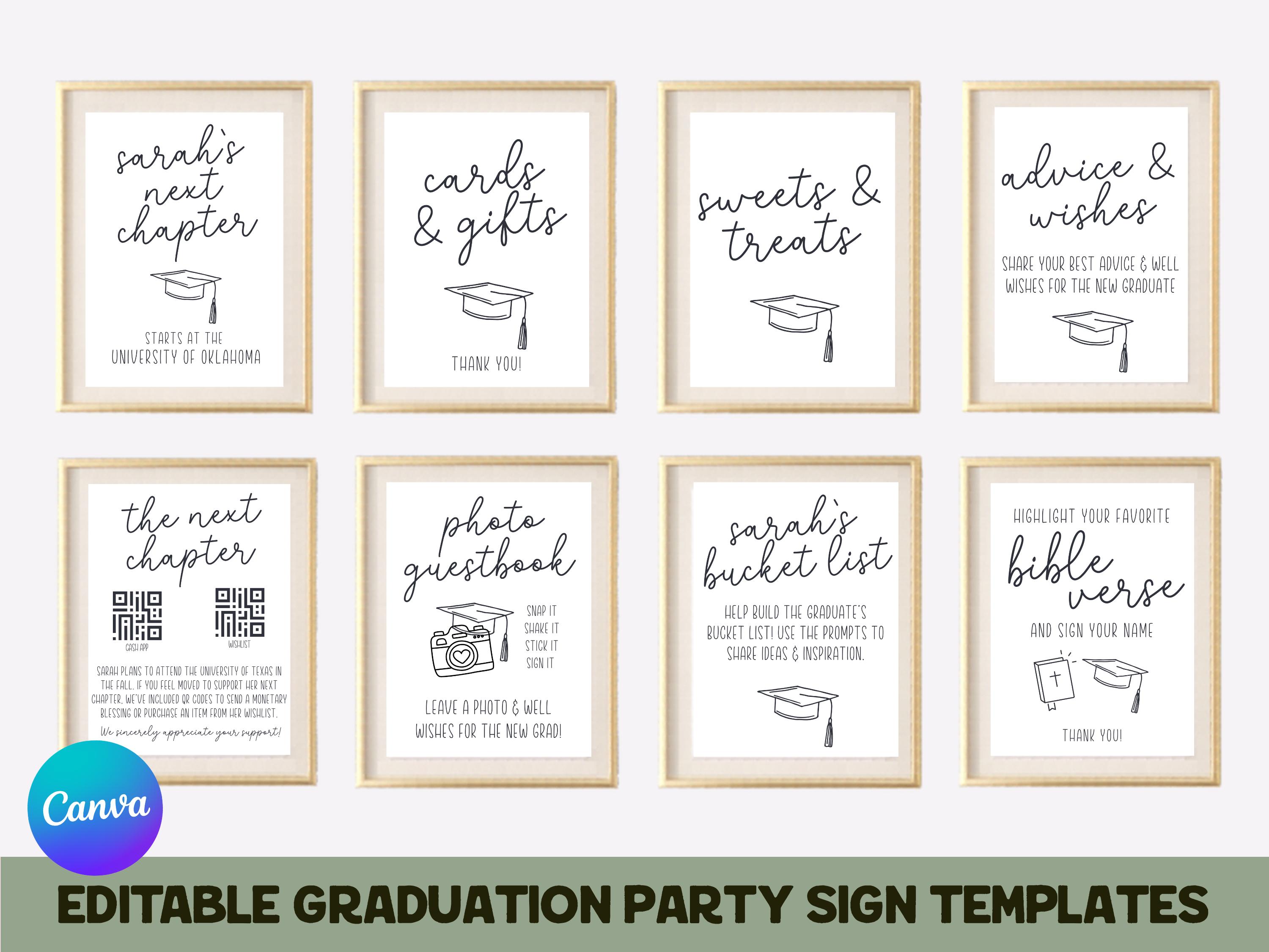 Graduation Mini Sign Editable Graduation Sign Bundle Canva Template, Minimalist Grad Party ...