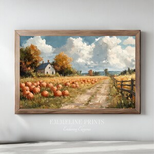 Countryside Pumpkin Patch | Rustic Autumn Farmhouse Print | Vintage Harvest Wall Art | Digital Download