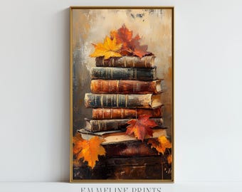 Autumn Books Print: Vintage Fall Library Still Life (Digital Download)