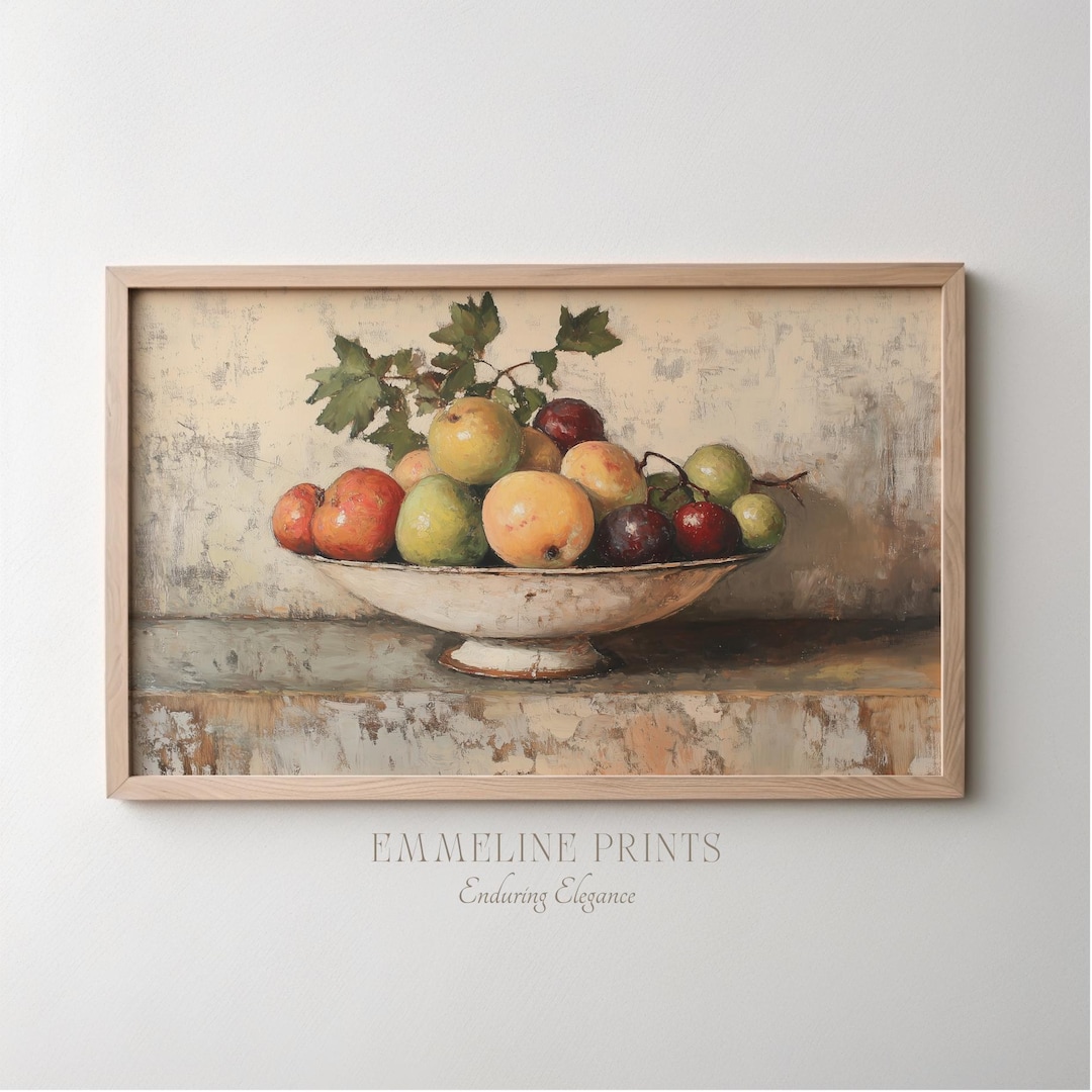 Vintage Fruit Bowl Still Life Painting: Classic Kitchen Art (digital ...