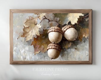 Autumn Acorns Still Life | Vintage Botanical Fall Print | Rustic Farmhouse Wall Art | Digital Download
