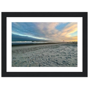 Fotografia con cornice in legno su carta opaca di qualità superiore di Surfside Beach, arte oceanica, molo, Carolina del Sud