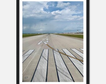 Fotografía de pista de aterrizaje DTW (Detroit) en papel mate de primera calidad con marco de madera, regalo para entusiastas de la aviación, decoración aeronáutica, piloto, viajes.
