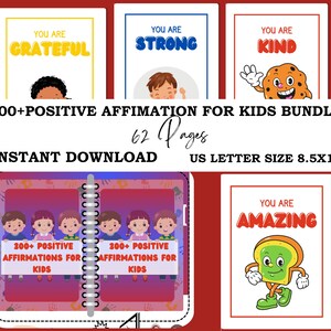 300 positive Affirmationen für Kinder Arbeitsbuch Affirmationskarten Therapeut Emotion Motivation für Kinder Achtsam zum Ausdrucken Psychische Gesundheit Kinder