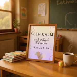 Keep Calm Teacher Poster – Funny Classroom Wall Decor – Digital Download