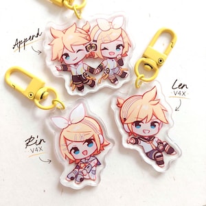 Ciondoli in acrilico Vocaloid Kagamine Rin e Len Portachiavi bifacciali