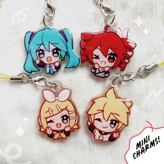 Hatsune Miku Kasane Teto Kagamine Rin Kagamine Len Vocaloid Mini Acrylic Phone Charms Double Sided Epoxy
